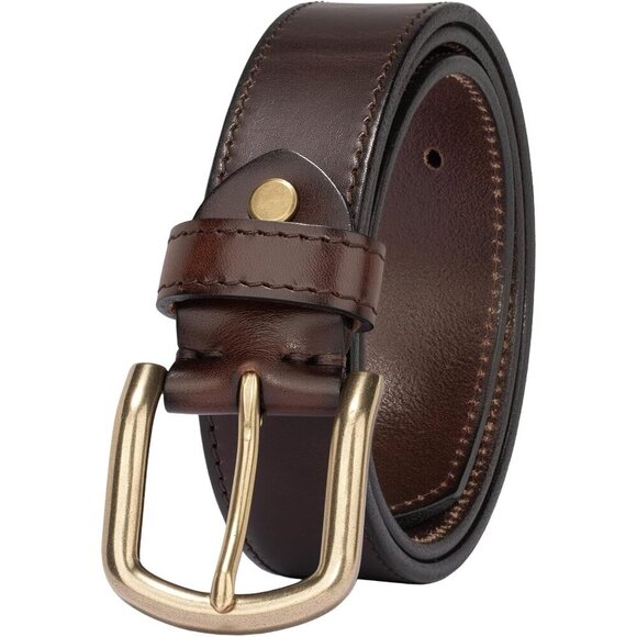Women\'s Leather Belt 1.3 Inch Dark Brown with Gold Buckle Adjustable for Jeans main image 6